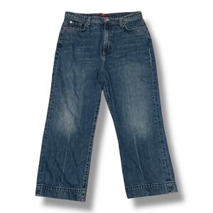 7 For All Mankind Womens Denim Wide Leg‎ Cropped Jeans Blue Size 32 Cotton
